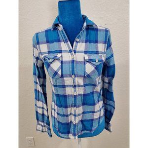 American Eagle Plaid Flannel Shirt Button Up Size XS/TP